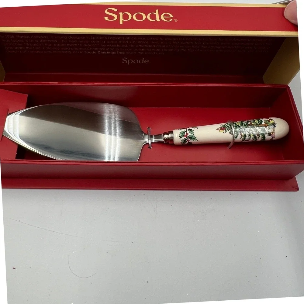 Spode Christmas Tree Cake Slice Server OS White New Serrated Holiday XT1104-X